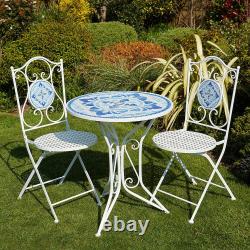 Bistro Set Mosaic Patio Outdoor Garden Furniture Table and Chairs