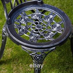 Bistro Set Outdoor Patio Garden Furniture Round Table and 2 Chairs Metal Frame