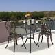Bistro Set Outdoor Patio Garden Furniture Table And 2 Chairs Metal Frame Bronze