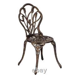 Bistro Set Outdoor Patio Garden Furniture Table and 2 Chairs Metal Frame Bronze