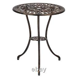 Bistro Set Outdoor Patio Garden Furniture Table and 2 Chairs Metal Frame Bronze