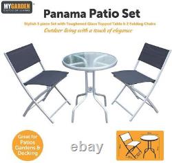 Bistro Set Outdoor Patio Garden Furniture Table and 2 Chairs Metal Frame Folding