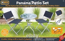 Bistro Set Outdoor Patio Garden Furniture Table and 2 Chairs Metal Frame Folding