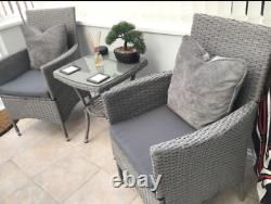 Bistro Table and Chairs 2 Seater Patio Furniture Rattan Garden Coffee Wicker Set