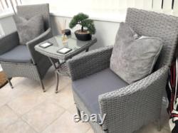 Bistro Table and Chairs 2 Seater Patio Furniture Rattan Garden Coffee Wicker Set