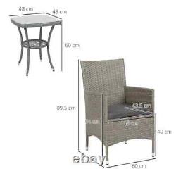 Bistro Table and Chairs 2 Seater Patio Furniture Rattan Garden Coffee Wicker Set