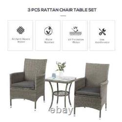 Bistro Table and Chairs 2 Seater Patio Furniture Rattan Garden Coffee Wicker Set