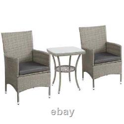 Bistro Table and Chairs 2 Seater Patio Furniture Rattan Garden Coffee Wicker Set