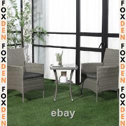 Bistro Table and Chairs Set 2 Seater Rattan Garden Patio Furniture Coffee Wicker