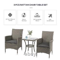 Bistro Table and Chairs Set 2 Seater Rattan Garden Patio Furniture Coffee Wicker