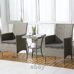 Bistro Table and Chairs Set 2 Seater Rattan Garden Patio Furniture Coffee Wicker