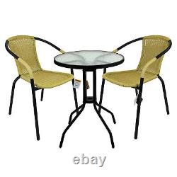 Bistro Wicker Sets Tan Chair Table Patio Garden Outdoor Furniture Diner Home New