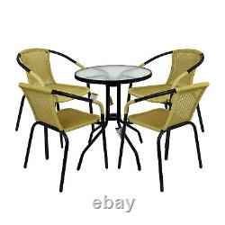 Bistro Wicker Sets Tan Chair Table Patio Garden Outdoor Furniture Diner Home New