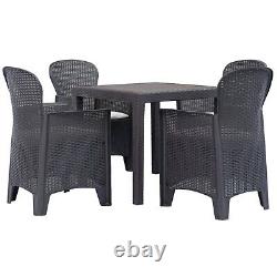 Black Anthracite Plastic Square Table & Chair Outdoor Garden Patio Furniture set