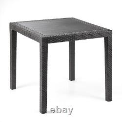 Black Anthracite Plastic Square Table & Chair Outdoor Garden Patio Furniture set