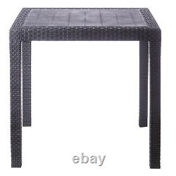 Black Anthracite Plastic Square Table & Chair Outdoor Garden Patio Furniture set