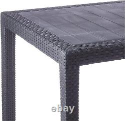 Black Anthracite Plastic Square Table & Chair Outdoor Garden Patio Furniture set
