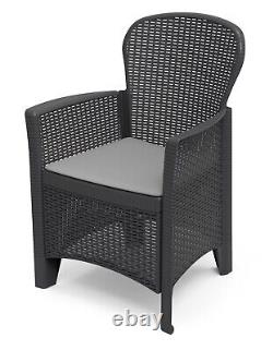 Black Anthracite Plastic Square Table & Chair Outdoor Garden Patio Furniture set