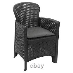 Black Anthracite Plastic Square Table & Chair Outdoor Garden Patio Furniture set