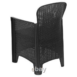 Black Anthracite Plastic Square Table & Chair Outdoor Garden Patio Furniture set