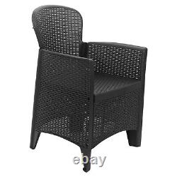 Black Anthracite Plastic Square Table & Chair Outdoor Garden Patio Furniture set