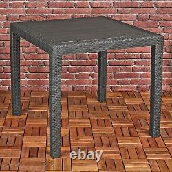 Black Anthracite Plastic Square Table & Chair Outdoor Garden Patio Furniture set
