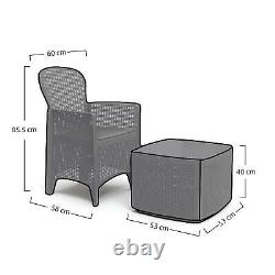 Black Bistro Table 2 Chairs Set Patio Armchairs Outdoors Rattan Garden Furniture