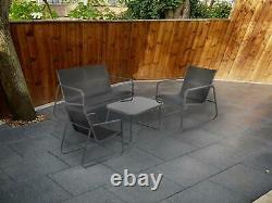 Black Contemporary Furniture Lounge Set 4pc Sofa Glass Table Chairs Garden Patio