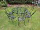 Black Outdoor Patio Garden Furniture Table And 6 Chairs Metal Frame. Used