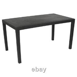 Black Plastic Rattan Table & 4 Folding Chairs Outdoor Patio Garden Furniture