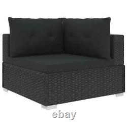 Black Rattan Garden Lounge Set 6-Piece Patio Furniture with Cushions