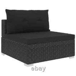 Black Rattan Garden Lounge Set 6-Piece Patio Furniture with Cushions