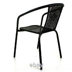 Black Wicker Bistro Sets Outdoor Garden Furniture Table Rattan Chairs Seat Patio