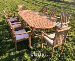 Brand New Teak Garden Table And 8 Chairs Outdoor patio furniture Fast Delivery