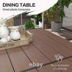Brown Dining Furniture Set Garden Patio 6 Person Chair Tea Table Mesh Back Seat