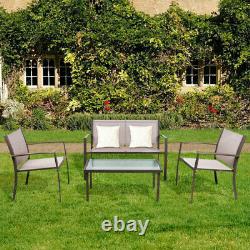 Brown Garden Table and 4 Chairs Set Patio Corridor Outdoor Large Seating Dining