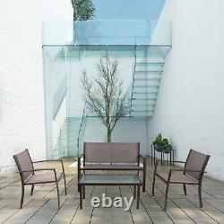 Brown Garden Table and 4 Chairs Set Patio Corridor Outdoor Large Seating Dining