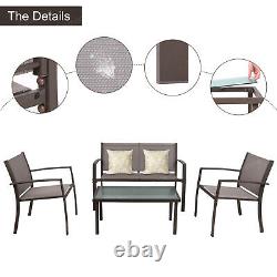 Brown Garden Table and 4 Chairs Set Patio Corridor Outdoor Large Seating Dining