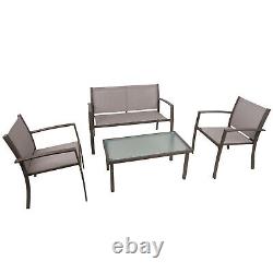 Brown Garden Table and 4 Chairs Set Patio Corridor Outdoor Large Seating Dining