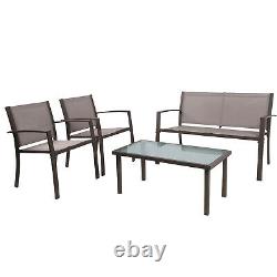 Brown Garden Table and 4 Chairs Set Patio Corridor Outdoor Large Seating Dining