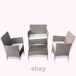 Brown Rattan 4PC Garden Outdoor Furniture Sofa Set Chair Patio with Coffee Table