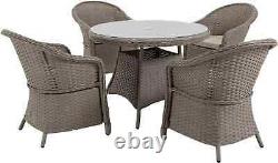 Brown Rattan Dining Table and Chairs Set Patio Outdoor Garden Furniture 4 Seater