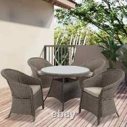 Brown Rattan Dining Table and Chairs Set Patio Outdoor Garden Furniture 4 Seater