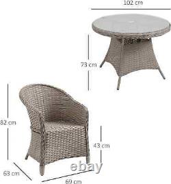 Brown Rattan Dining Table and Chairs Set Patio Outdoor Garden Furniture 4 Seater