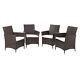 Brown Rattan Garden Furniture Dining Set Conversation Patio Outdoor Table Chairs