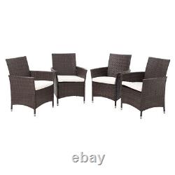 Brown Rattan Garden Furniture Dining Set Conversation Patio Outdoor Table Chairs