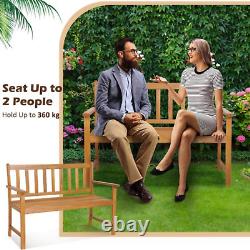 Brown Wooden Garden Bench Traditional 2 Seater Outdoor Patio Furniture Seating