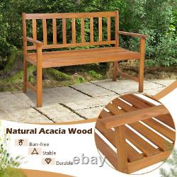 Brown Wooden Garden Bench Traditional 2 Seater Outdoor Patio Furniture Seating