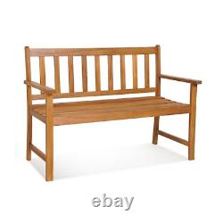 Brown Wooden Garden Bench Traditional 2 Seater Outdoor Patio Furniture Seating