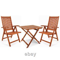 CASARIA 3pc Acacia Wooden Folding Garden Patio Furniture Set 2x Chairs 1x Table